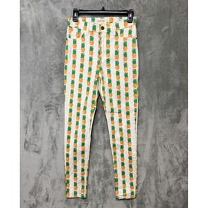 Pistola Jeans Size 28 Pineapple AOP Off White Orange Fun Whimsy Lightweight